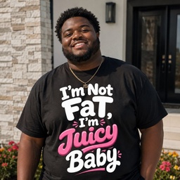 I'm Not Fat, I'm Juicy Baby T-Shirt, additional male model