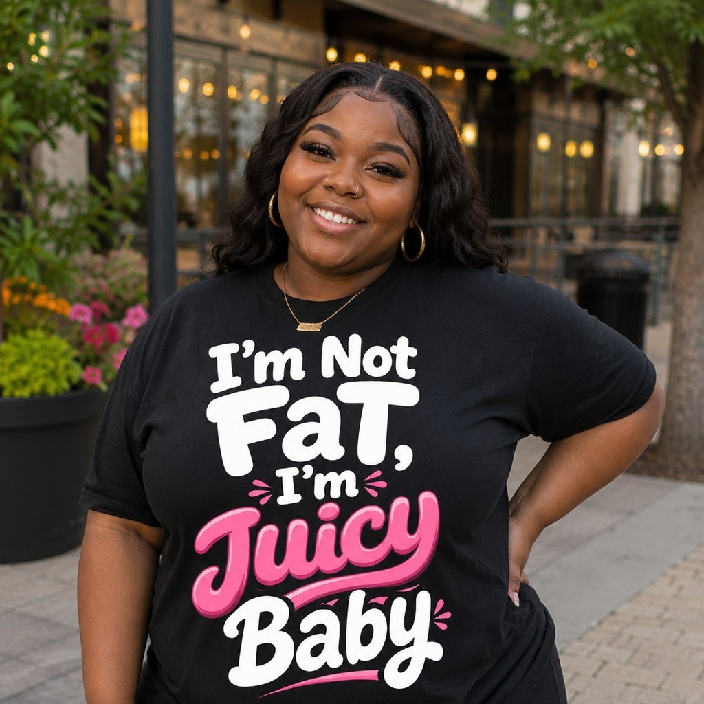 Black I'm Not Fat, I'm Juicy Baby T-Shirt