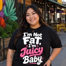 I'm Not Fat, I'm Juicy Baby T-Shirt, additional female model