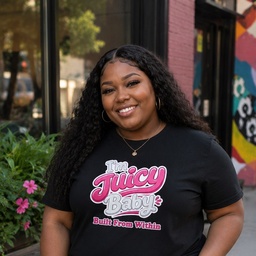I'm Juicy Baby T-Shirt, black shirt model