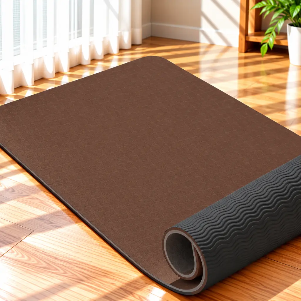 Sunlit Textured Brown Yoga Mat.webp