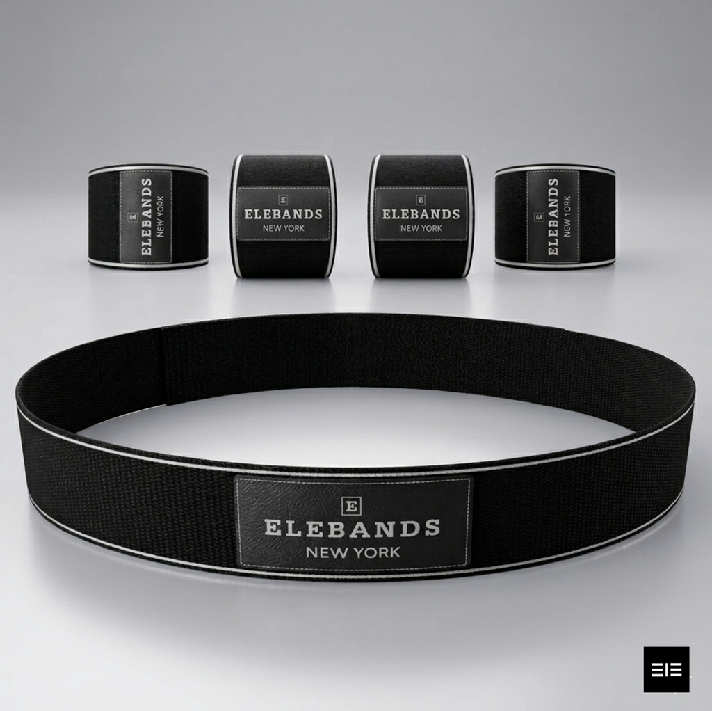 [ELB-SP-BLK-WHT-05] SPORT WEIGHT BANDS S1: FULL BODY (Black Band/White Stripe, 5-lb set: Wrists & Ankles @ ½-lb each, Waist @ 3-lb)