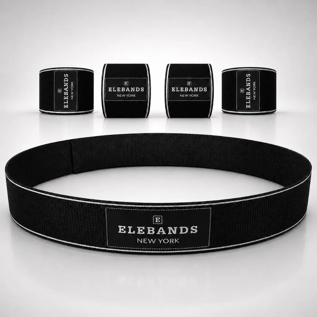 [ELB-SP-BLK-WHT-05] SPORT WEIGHT BANDS S1: FULL BODY (Black Band/White Stripe, 5-lb set: Wrists & Ankles @ ½-lb each, Waist @ 3-lb)