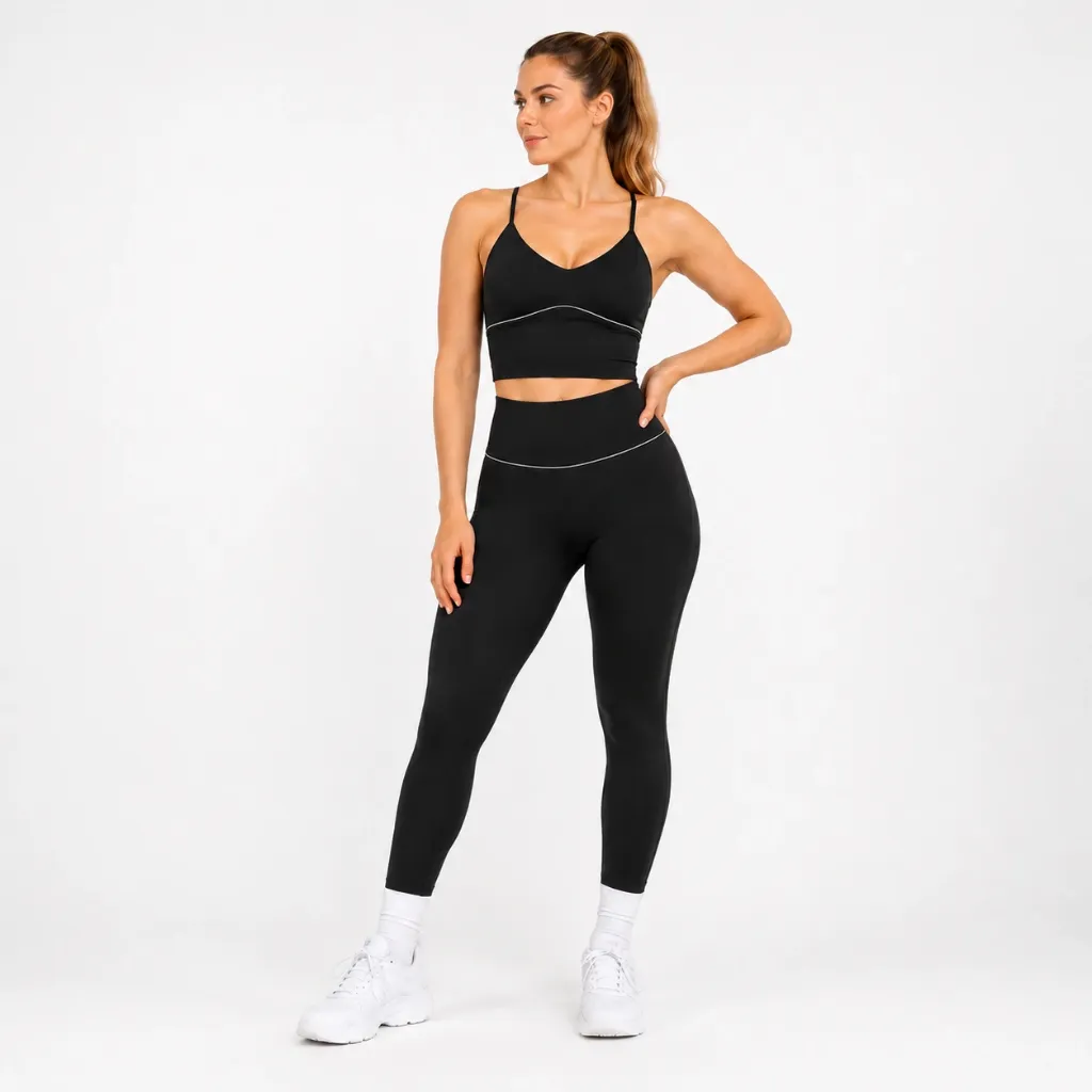 EleWear Women's Sports Bra & Legging Set (Beige, S)